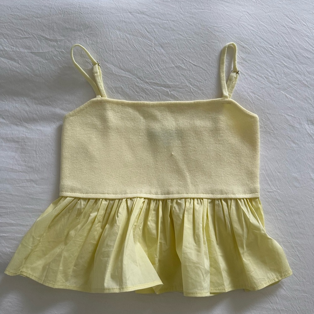 Yellow Sleeveless Peplum Top
